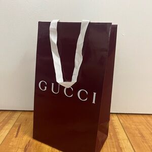Gucci Burgundy Gift Bag with White Handles